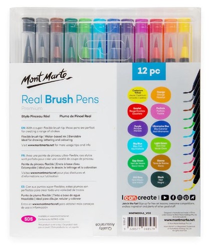 סט 12 טושי מכחול Brush Pens מבית MONT MARTE