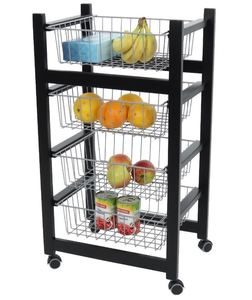 אגרן שחור עם מגש נשלף GINGER kitchen trolley