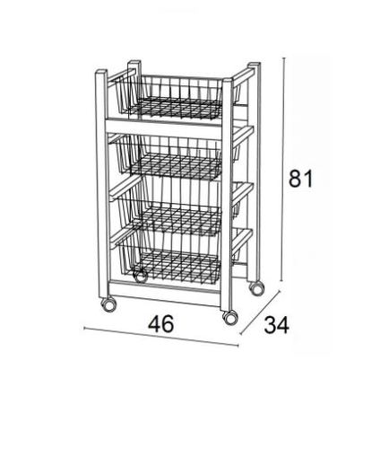 אגרן שחור עם מגש נשלף GINGER kitchen trolley