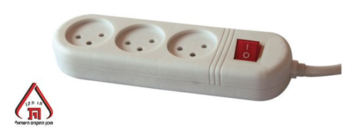 רב שקע כולל מפסק - 3 שקעים