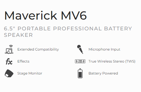 רמקול מוגבר נייד מערכת הגברה נטענת MAVERICK MV6
