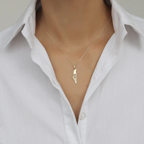 שרשרת ותליון מגן דוד ומפת ארץ ישראל מזהב 14K