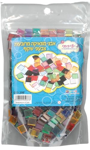 אבני מוזאיקה מרובעות צבעוני שקוף