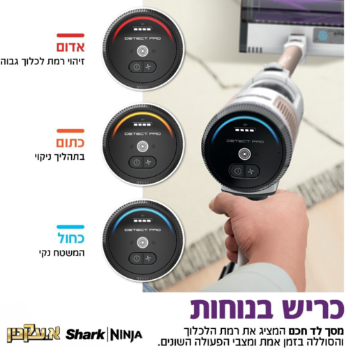שואב אבק אלחוטי עם מערכת ריקון וטעינה אוטומטית DETECT PRO דגם IW3613 שארק SHARK