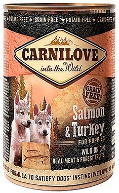 CARNILOVE פחית סלמון והודו לגורים