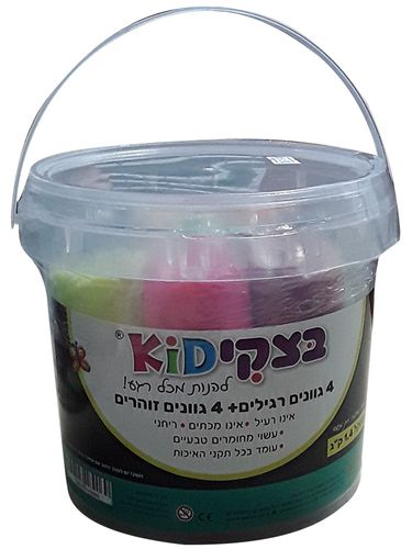 בצק למשחק 4 גוונים רגילים + 4 גוונים זוהרים/פלדע