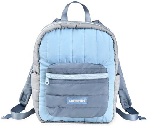 תיק גן קווילט עם רצועות גב, 2 תאי בקבוק ותא פנימי - כחול