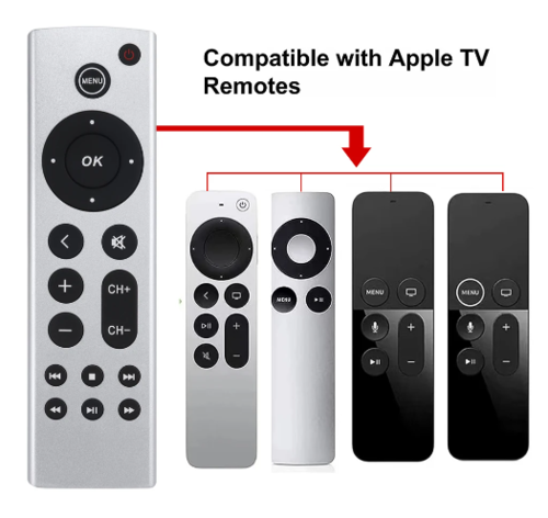 שלט רחוק תואם אפל טיוי דגם ALL-APPLE לטלוויזיות ומחשבים Apple TV Remote