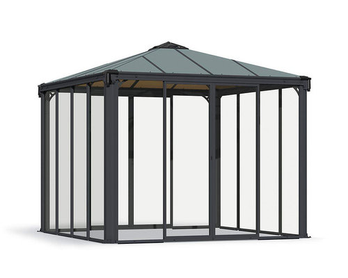 גזיבו סגור לגינה Ledro אפור כהה 3x3