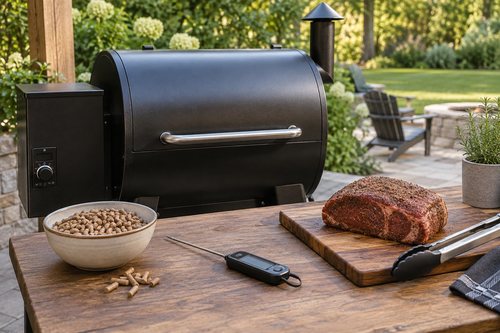 מעשנת Traeger: טיפים לפלט, מדידה ותחזוקה — תמונת אווירה להמחשה