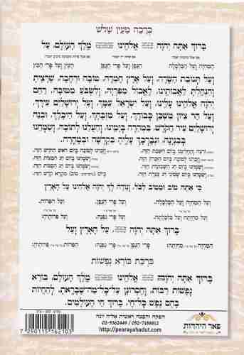 ברכת המזון גדול- דגם כותל
