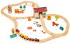 סט רכבת עץ כפרית עירונית עם מנוף מגנטי, אסם, חיות ומגוון אביזרים