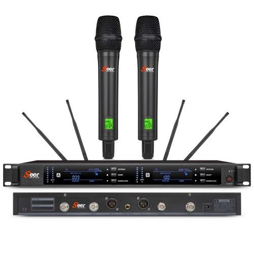 זוג מיקרופונים UHF מקצועי מדגם SEER IU-1008