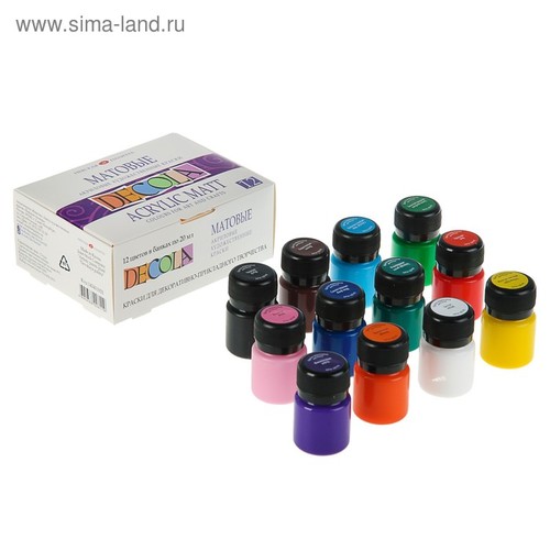 סט 12 צבעי אקריליק מאט DECOLA ACRYLIC MATT- דגם TROPICS