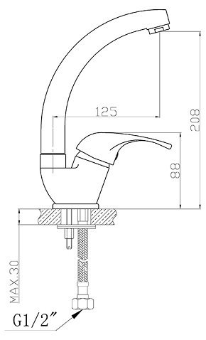 ברז פרח נמוך SWAN כרום ניקל AQUILA דגם 2008A-0