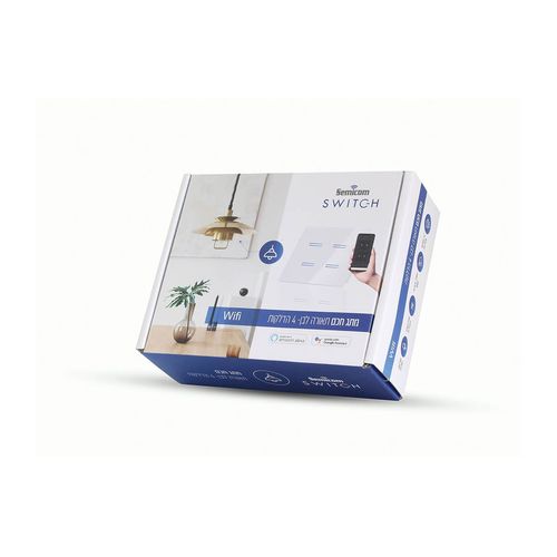 מתג חכם לתאורה 4 מפסקים לבן /  שחור