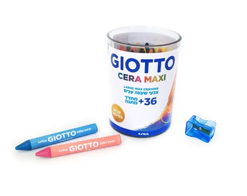 צבעי שעווה עבים בכוס עם מחדד - 36 יח'