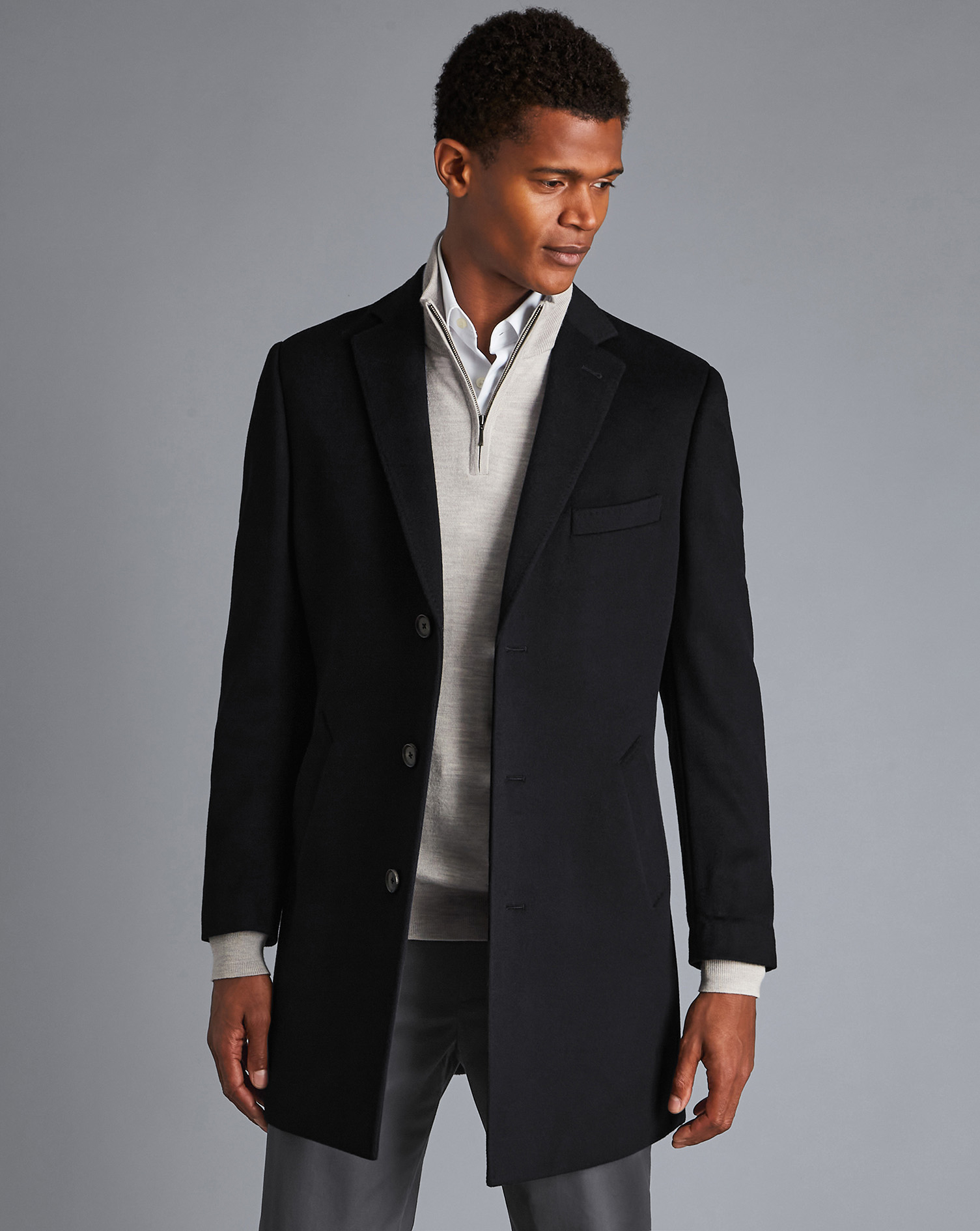 מעיל צמר שחור - Black pure wool overcoat