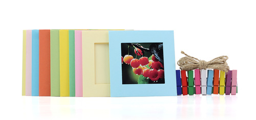 10 מסגרות תלייה מקרטון עם חבל ואטבים Fuji Instax Square 