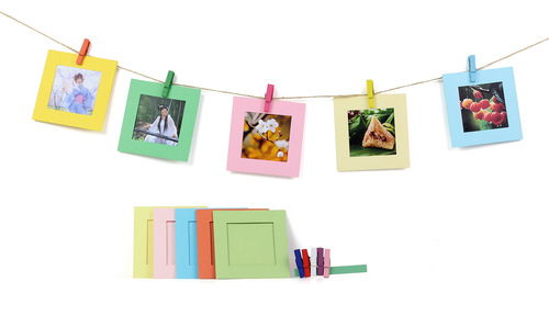 10 מסגרות תלייה מקרטון עם חבל ואטבים Fuji Instax Square 