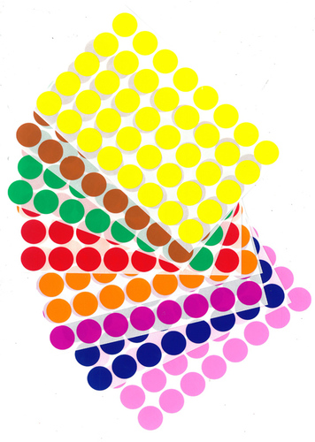 32 דפי מדבקות צבעוניות מעורב - 5 בשורה קוטר 19 מ