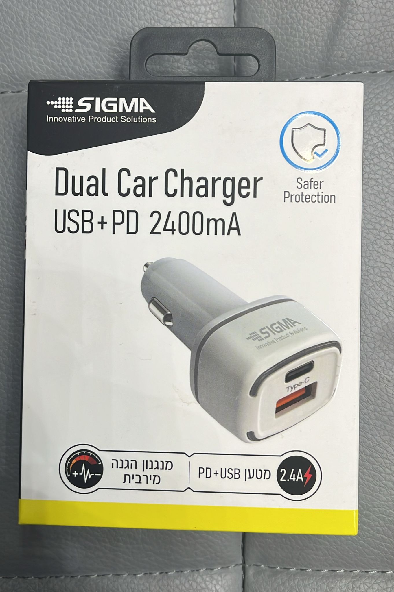 מטען מצת לרכב עם 2 יציאות TYPE C USB