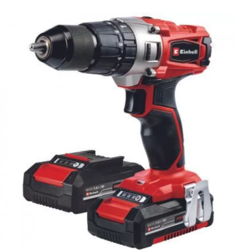 מברגת גיר רוטטת נטענת 18V בראשלס + 2 סוללות 18V 1.5A + מטען במזוודה קשיחה Einhell 18V TE-CD 18 Li-I BL