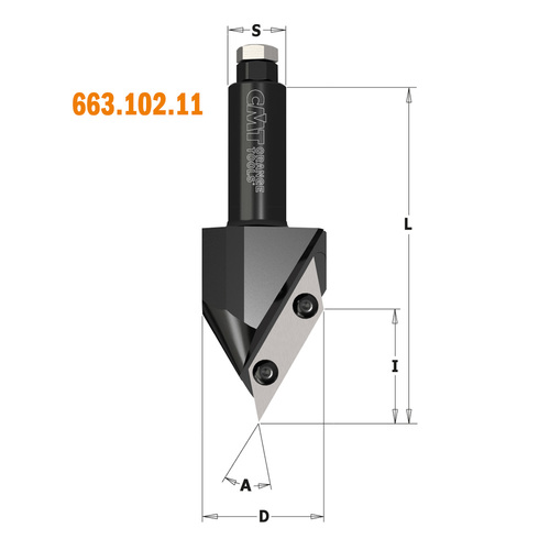 רוטר שיפועי (V-Groove) 60° עם שימות מתחלפות 44x38x115 Z1 קנה 20 מ