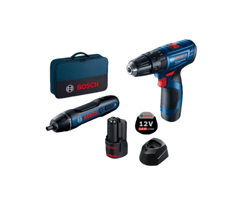 סט מברגה מקדחה רוטטת 12V נטענת  GSB 120-LI + מברג GO כולל 2 סוללות 2Ah ותיק מק
