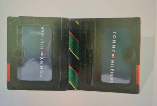 TOMMY HILFIGER ארנק עור מדהים לגבר עם הגנת סריקה ותא מטבעות TRIFOLD RED