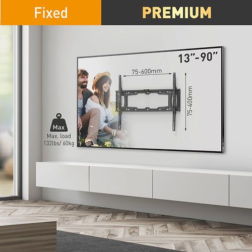 דגם +E400 - זרוע ברקן קבועה עם פטנט נעילת בריח למסכי 13-90 אינץ'
