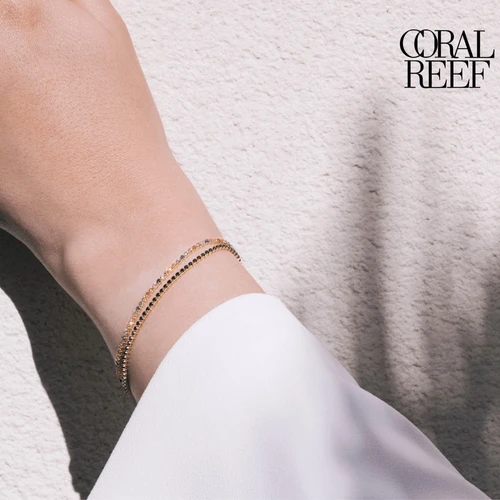צמיד טניס Coral Reef אבני חן טבעיות מזהב 14K