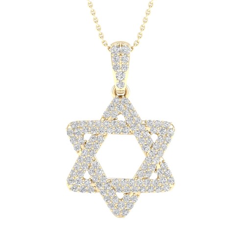 שרשרת ותליון מגן דוד יהלומים מזהב 14K
