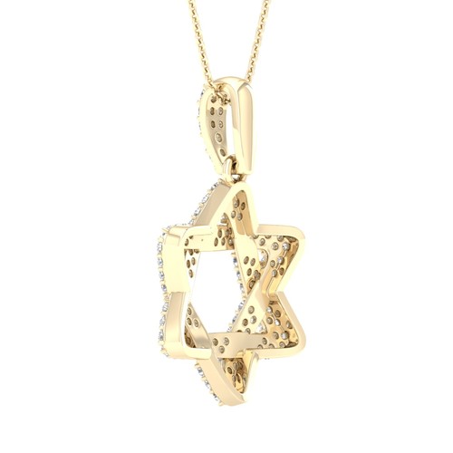 שרשרת ותליון מגן דוד יהלומים מזהב 14K