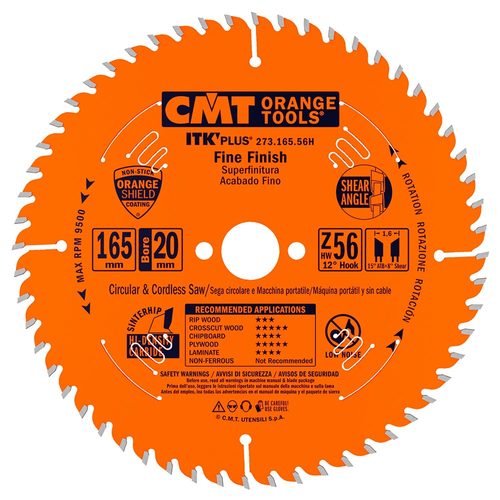 משור דק לחיתוך נקי בעץ ולוחות מצופים 160x1.8/1.2x20+16 Z=56 10° ATB+8° Shear