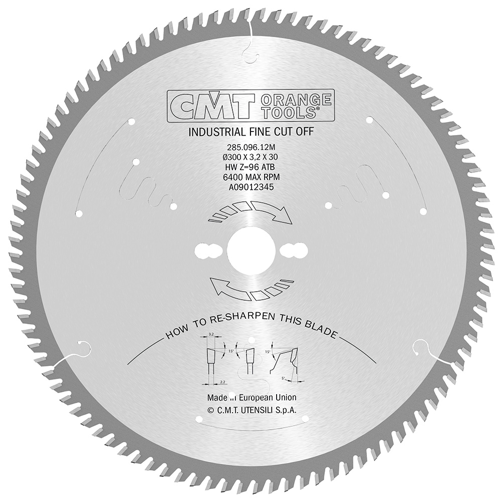 משור לחיתוך נקי בעץ ולוחות מצופים 400x3.5/2.5x30 Z=96 15° ATB