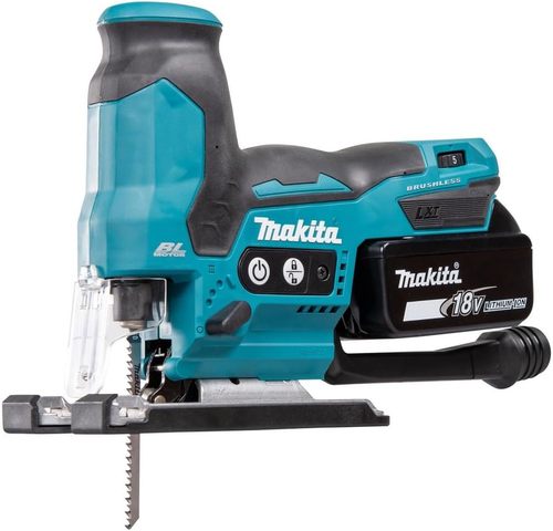 מסור ג׳קסון נטען 18V Makita DJV185 Brushless ידית Barrel מהלך 23 מ״מ חיתוך עץ עד 135 מ״מ גוף בלבד