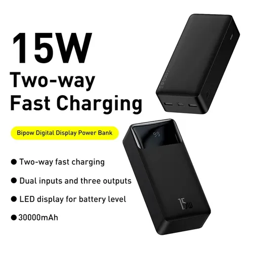 מטען נייד BASEUS 30000MAH 15W BIPOW 
