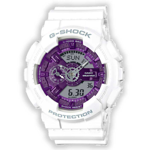 שעון יד ג’י-שוק אנלוגי דיגיטלי G-SHOCK - לבן-סגול