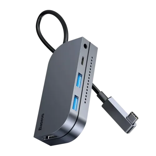 תחנת עגינה למחשב לאייפד מחשבים וטאבלטים  HDMI  BASEUS BAS 6-1 Type-C ממשק USB3.0 חיבור RJ45 וטעינת PD 