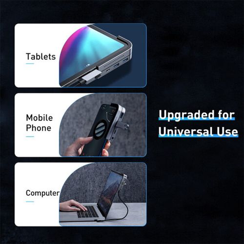 תחנת עגינה למחשב לאייפד מחשבים וטאבלטים  HDMI  BASEUS BAS 6-1 Type-C ממשק USB3.0 חיבור RJ45 וטעינת PD 
