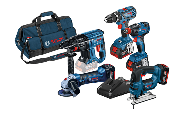 סט 5 כלים של בוש 18V-LiProfessional + תיק איכותי