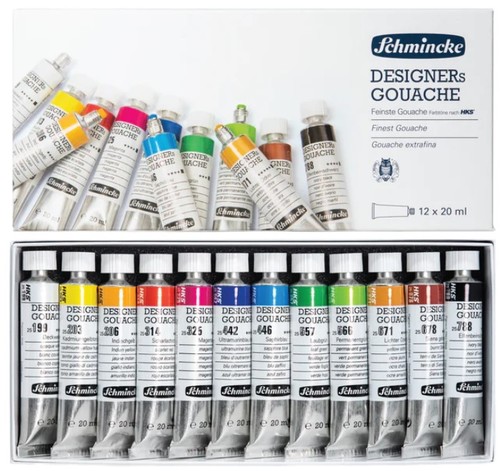 מארז 12 צבעי גואש DESIGNERS GOUACHE
