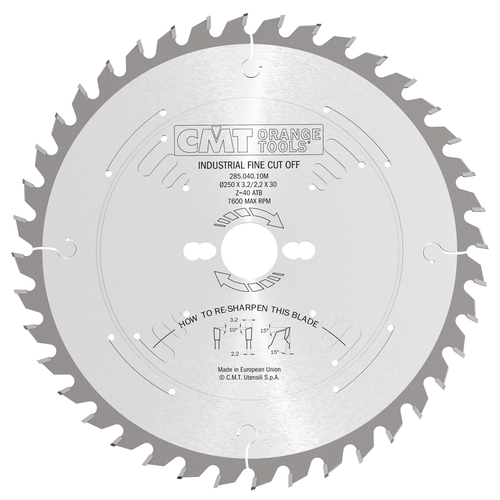 משור לעץ ולוחות מצופים 250x3.2/2.2x30 Z=60 15° ATB