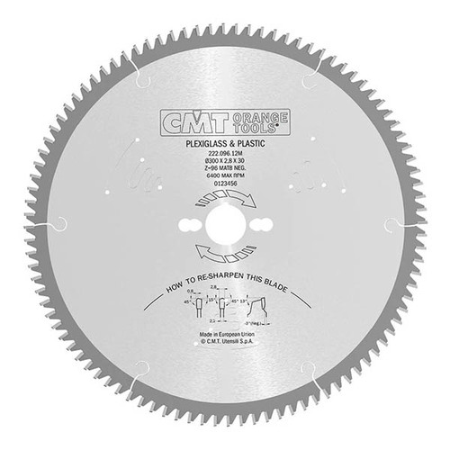 משור נגטיבי לחיתוך חומרים פלסטים 250x2.8/2.2x30 Z=80 -3° Neg. MATB