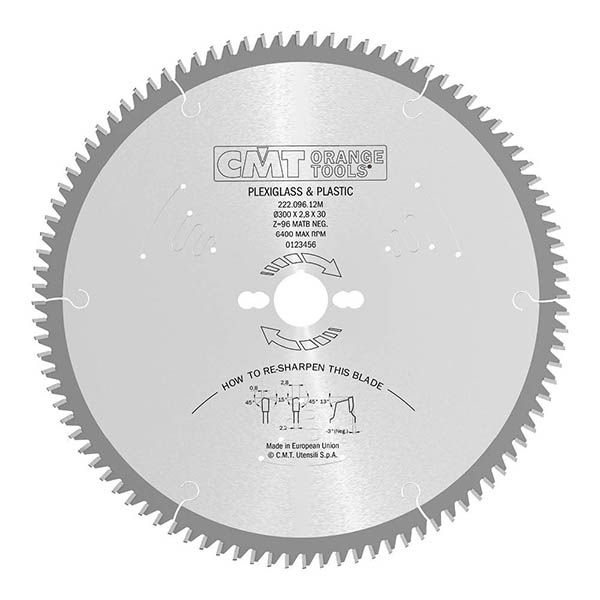 משור נגטיבי לחיתוך חומרים פלסטים 250x2.8/2.2x30 Z=80 -3° Neg. MATB