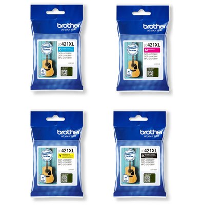  ‏מארז ראשי דיו ברדר מקורי Brother LC421XL Pack 4pck BK/C/M/Y 