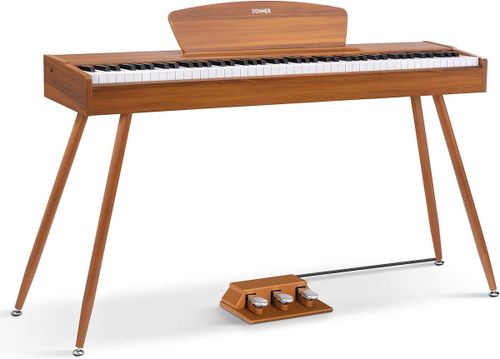פסנתר חשמלי בעיצוב Retro רטרו 88 קלידים שקולים בצבע חום DDP-80 מבית DONNER