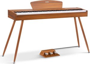 פסנתר חשמלי בעיצוב Retro רטרו 88 קלידים שקולים בצבע חום DDP-80 מבית DONNER