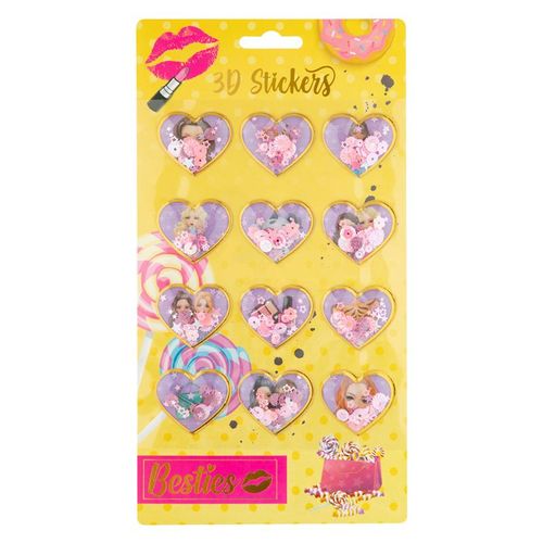 בסטיז: 12 מדבקות לבבות תלת מימדיות